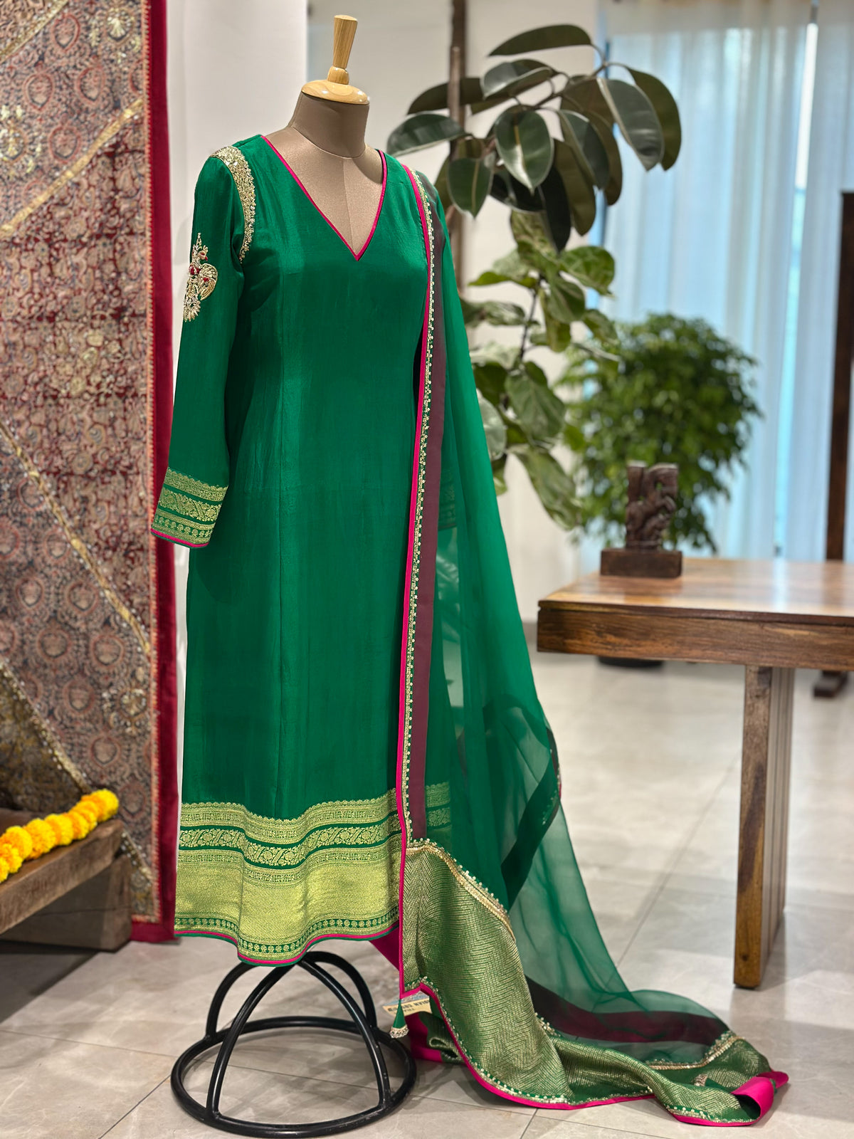 Rama Kanchi suit with Handwoven Brocade