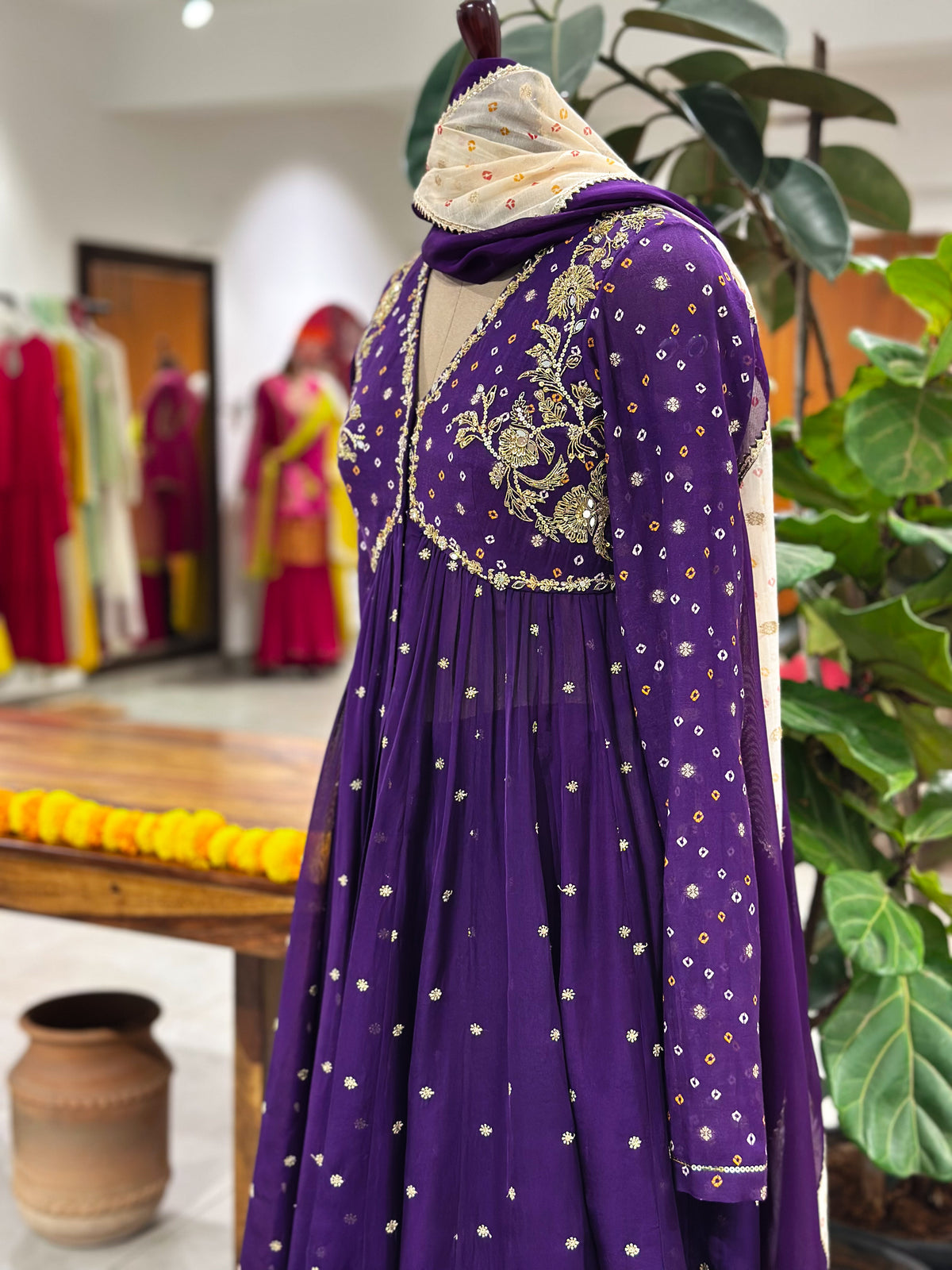 Bandhani set with Sharara