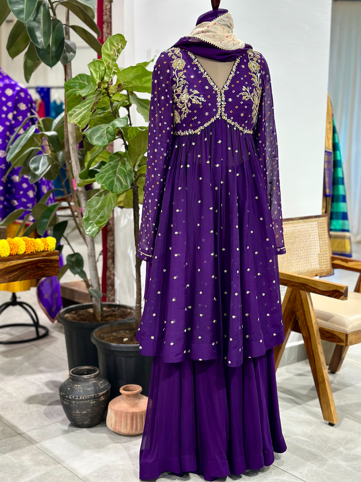 Bandhani set with Sharara
