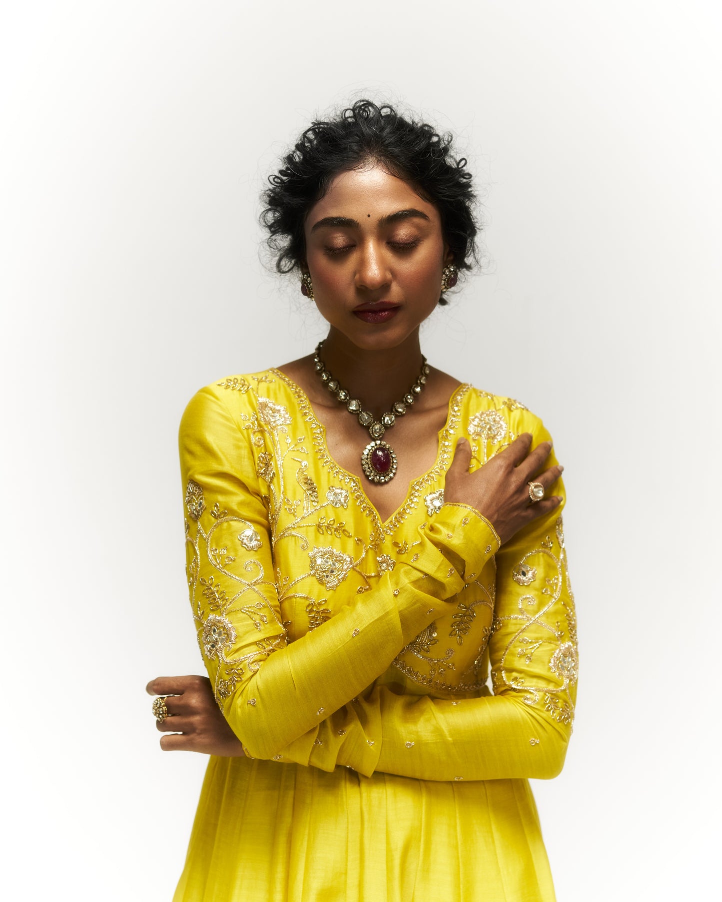 Pitta Yellow High-low Anarkali Set