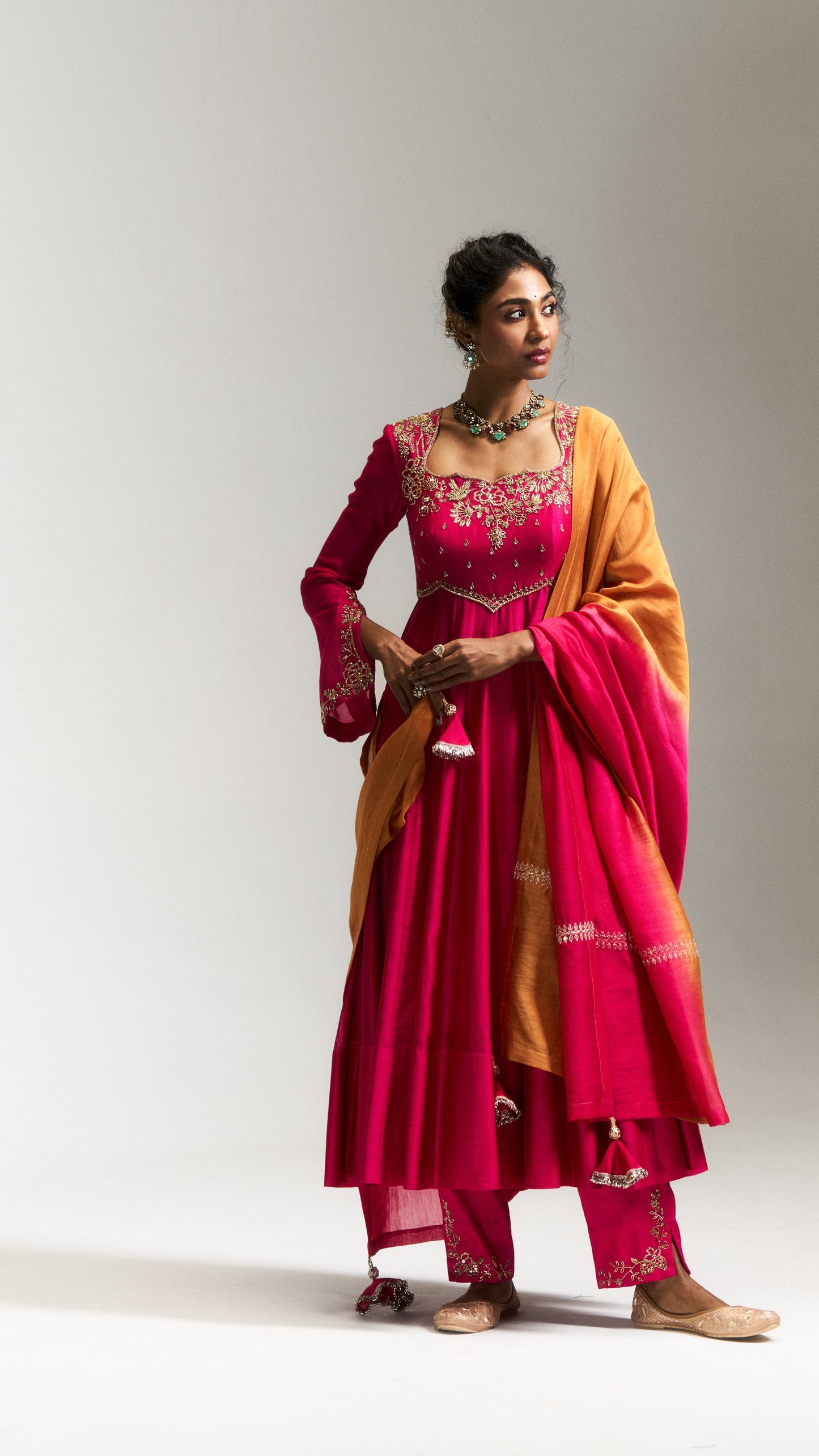 Pitta Pink Flared Sleeve n Pant Set