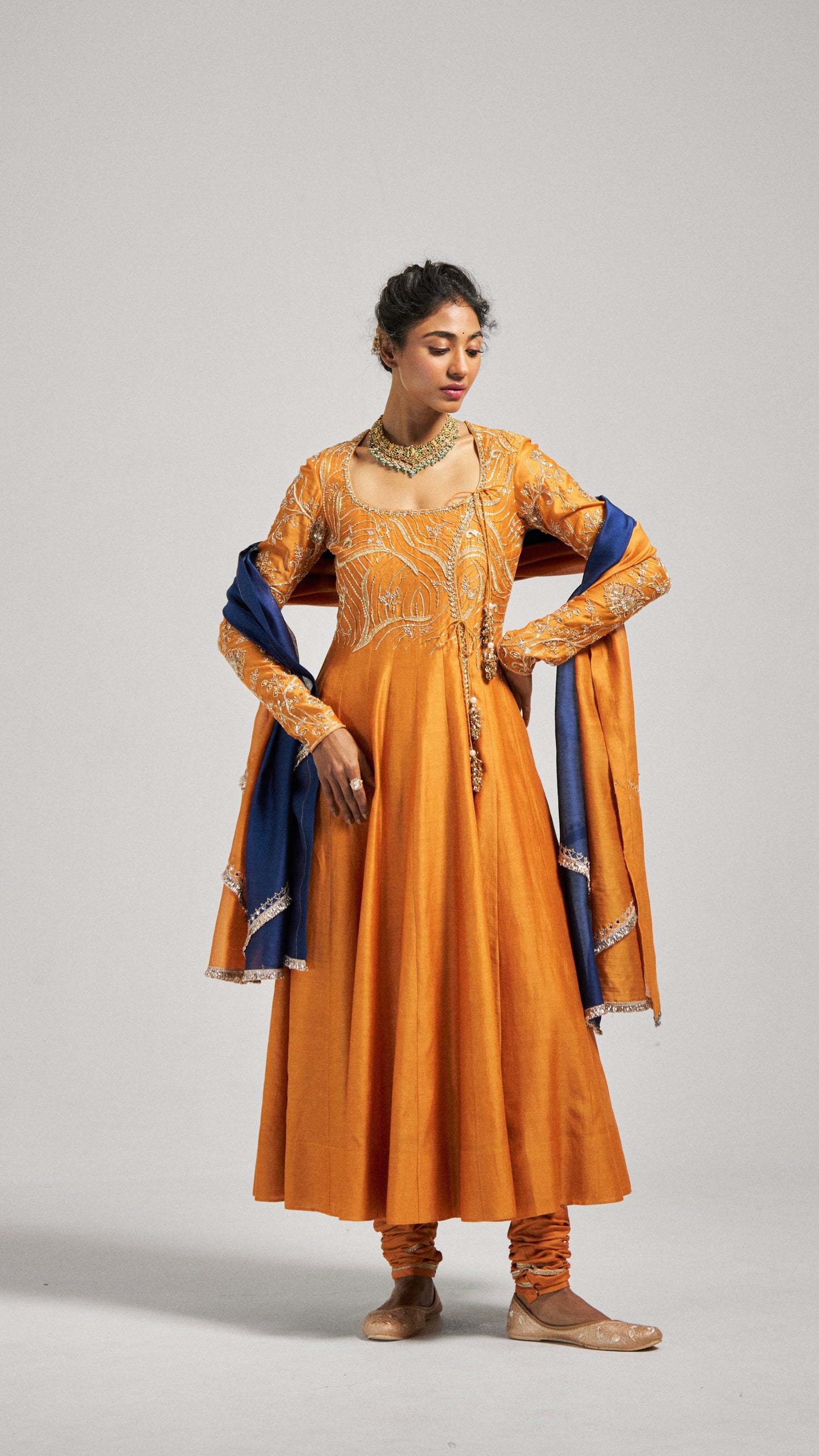 Pitta Orange Underwater Coral Themed Anarkali Set