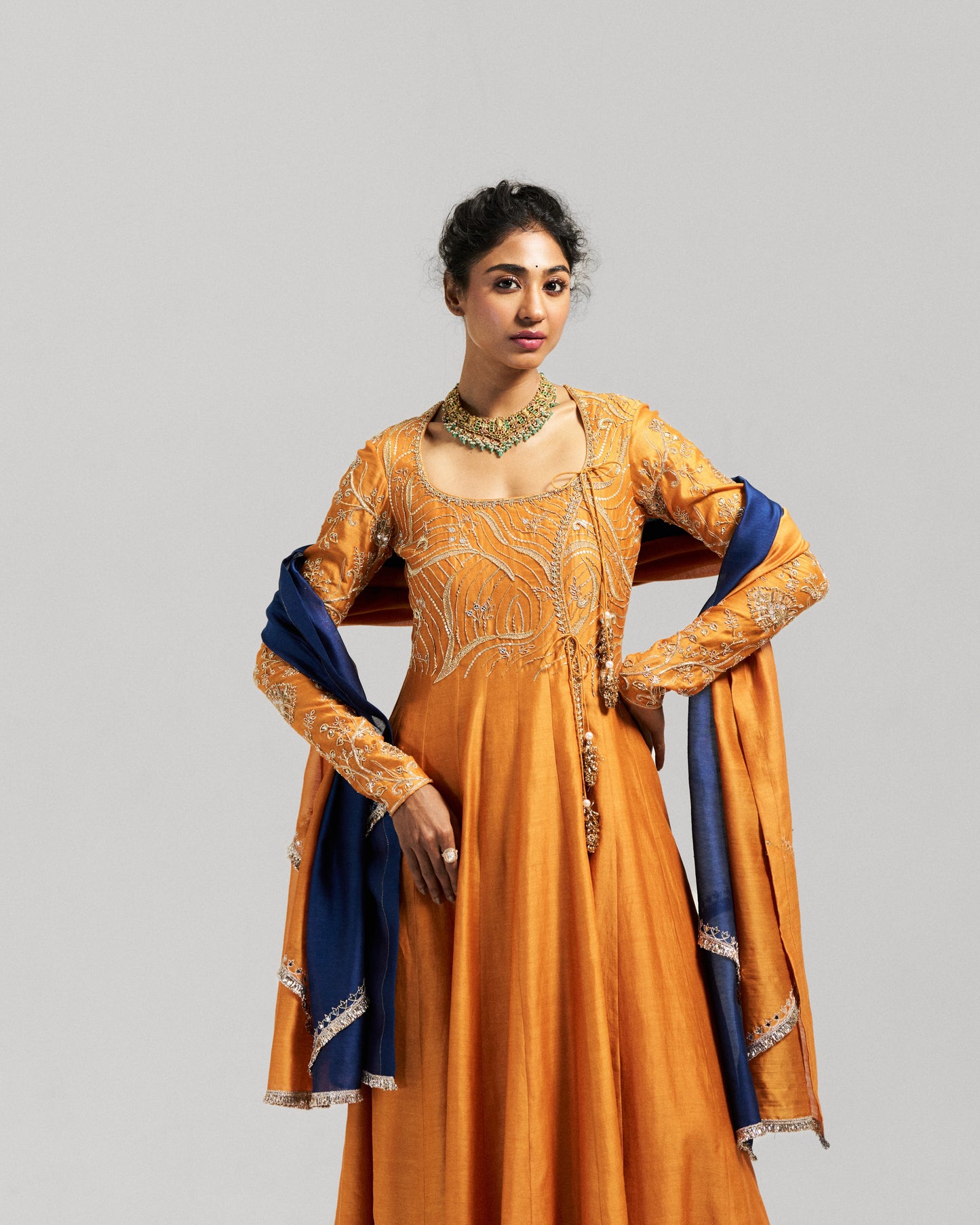Pitta Orange Underwater Coral Themed Anarkali Set