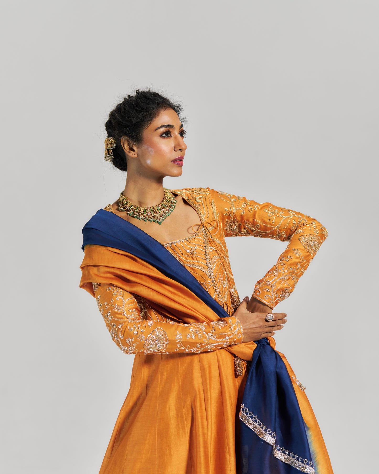 Pitta Orange Underwater Coral Themed Anarkali Set