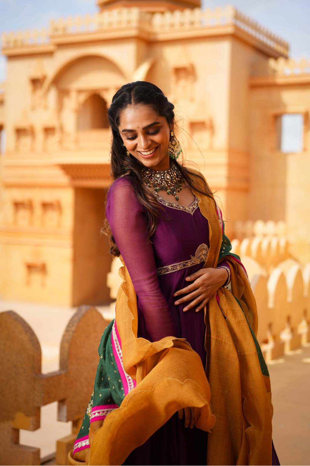 Chitrakatha Anarkali with statement dupatta