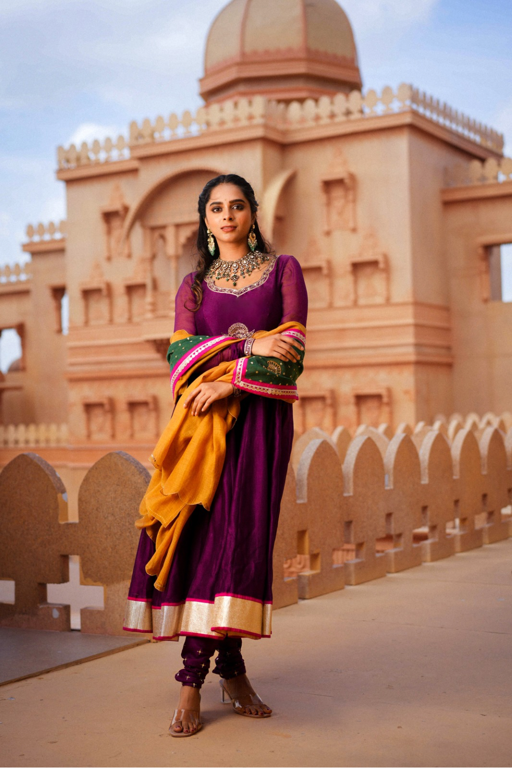 Chitrakatha Anarkali with statement dupatta