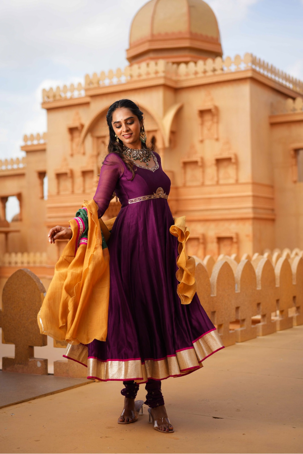 Chitrakatha Anarkali with statement dupatta