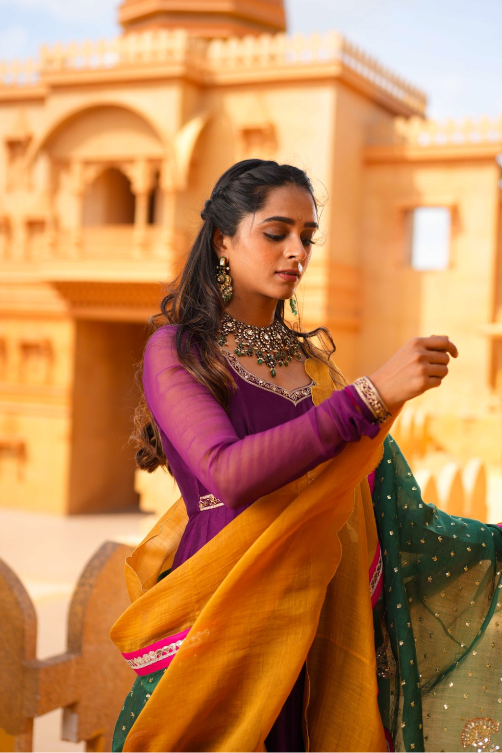 Chitrakatha Anarkali with statement dupatta