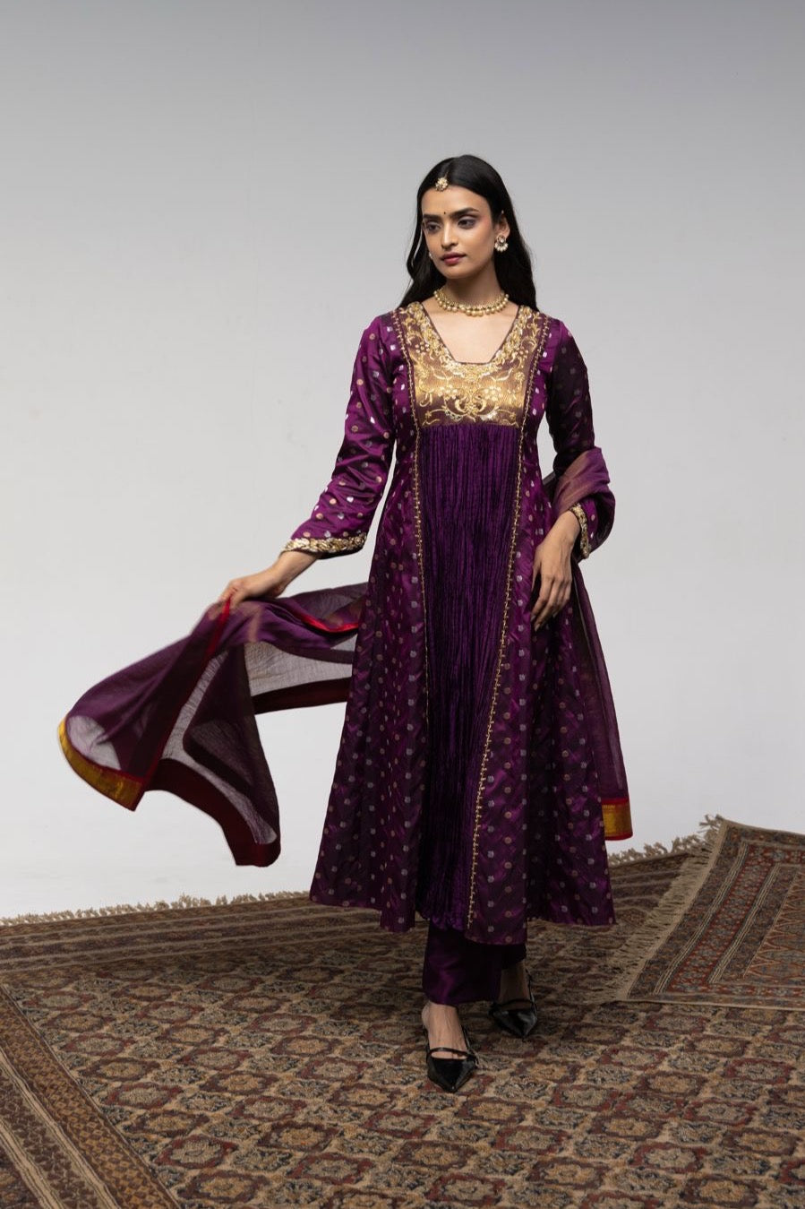 Roots Purple Semi Flare Set