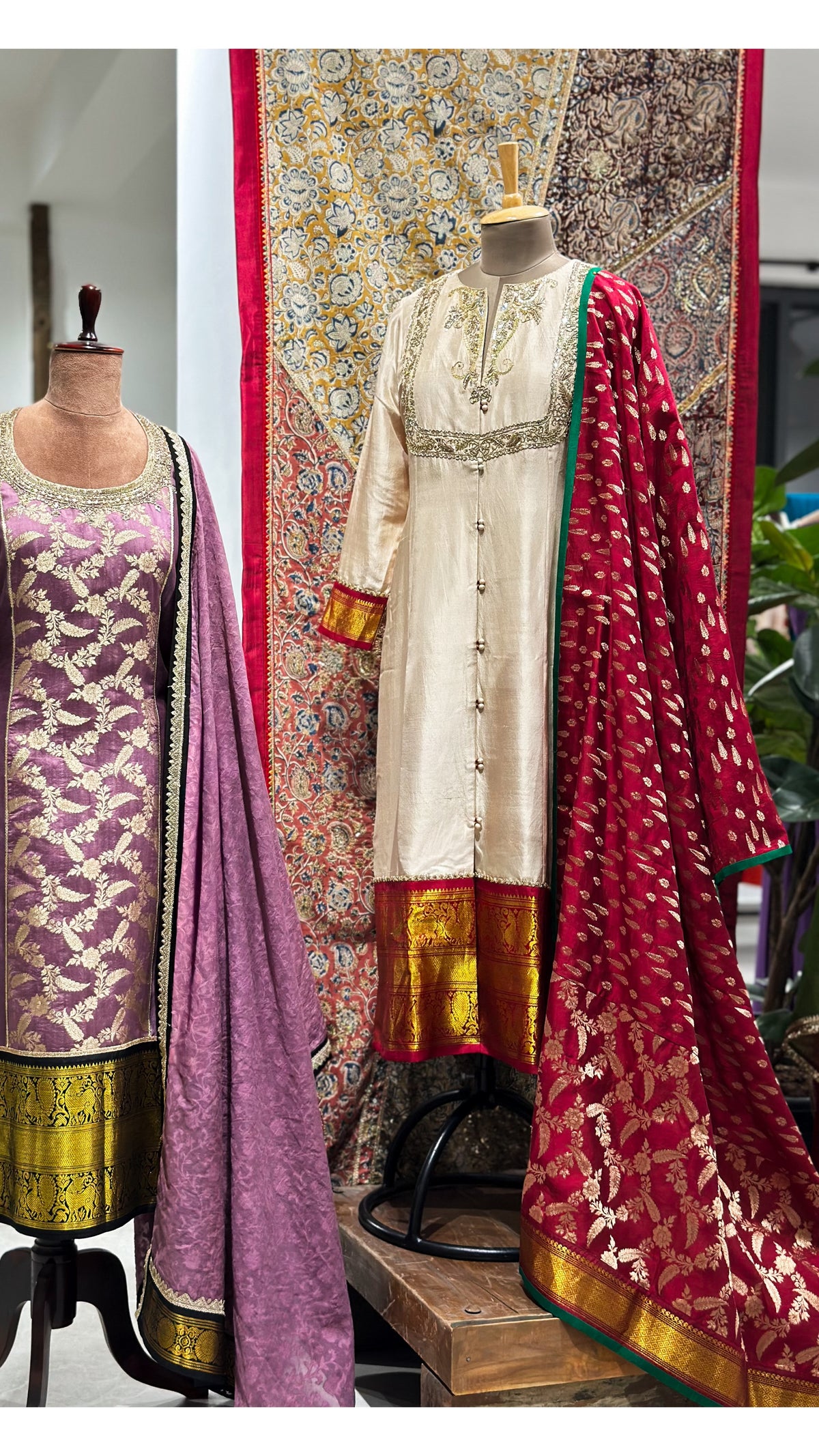Gold Kanchi Set with Handwoven Raw Silk Dupatta