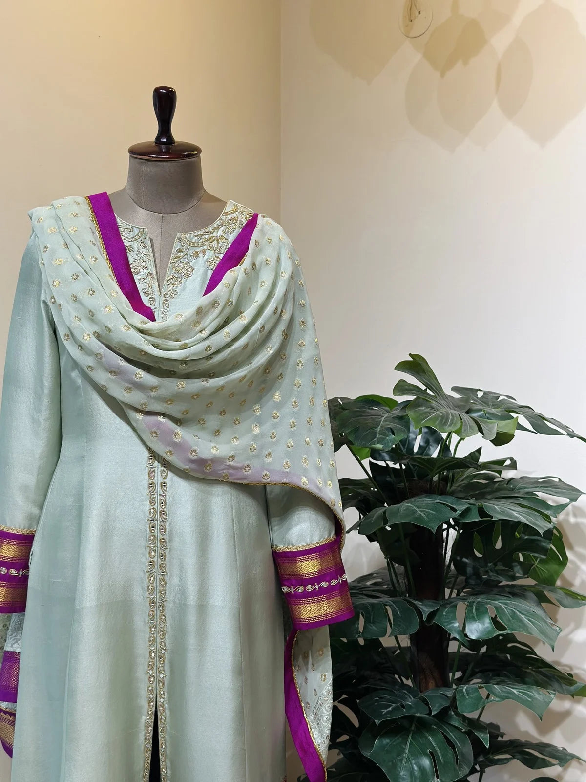 Green Zari detailed Kanchi Set