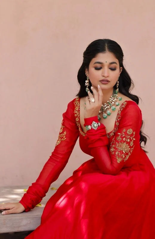 Morni Gherdar Motif Border Anarkali Set