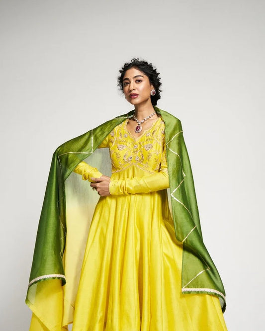 Pitta Yellow High-low Anarkali Set