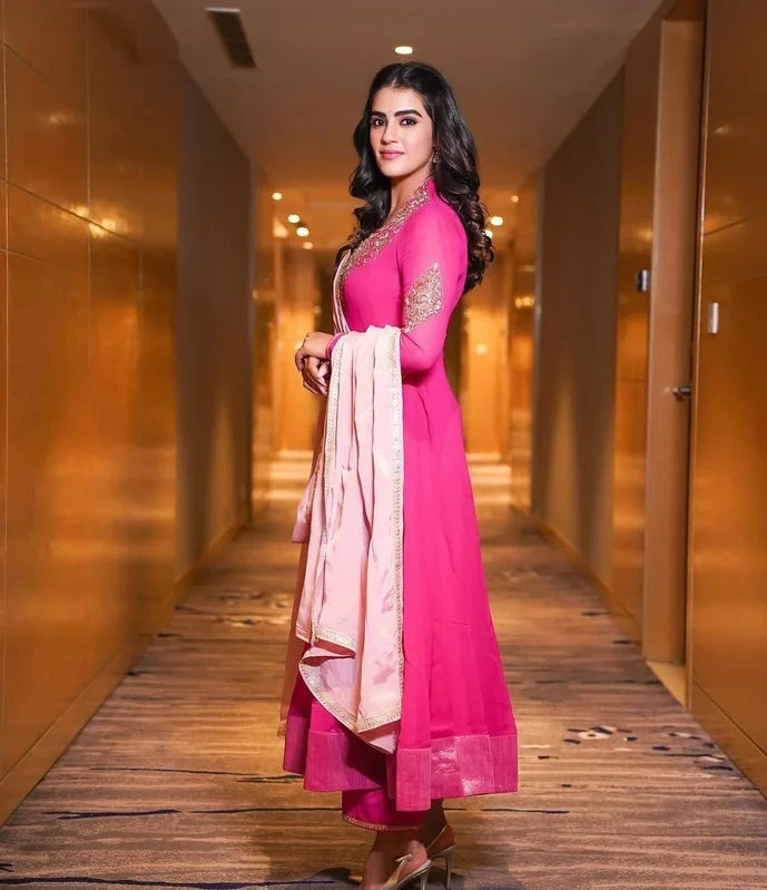 Kavya Thapar in Pink Anarkali Set with Tissue border